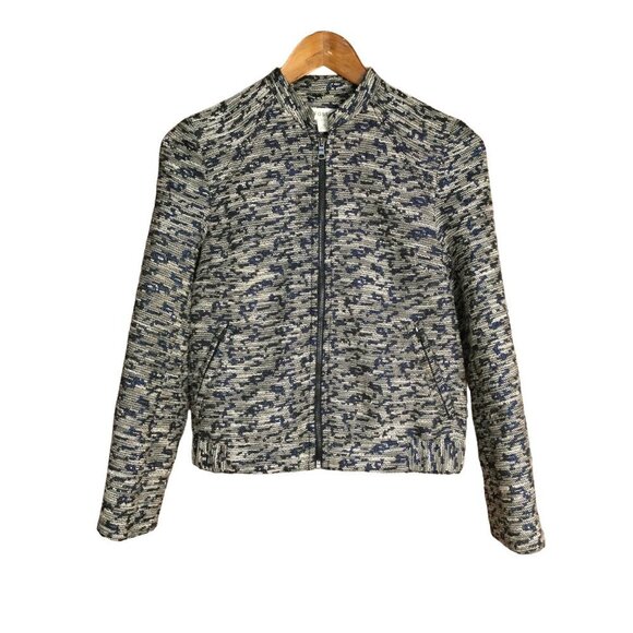 Fossil Women Arlene Blazer Bomber Jacket Full Zip Pockets Zipper Sleeves Size XS - Picture 1 of 9